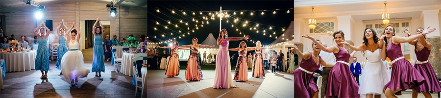 პატარძლის ცეკვა დაქალებთან ერთად. ქორწილის გასართობი პროგრამა